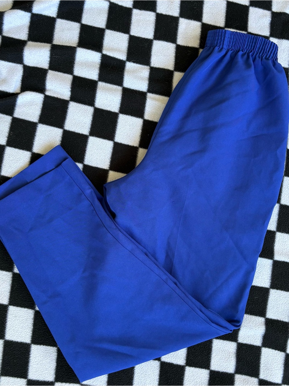 Vintage BonWorth Cobalt Blue Pull On Pants XS Petite Retro Straight Leg Slacks